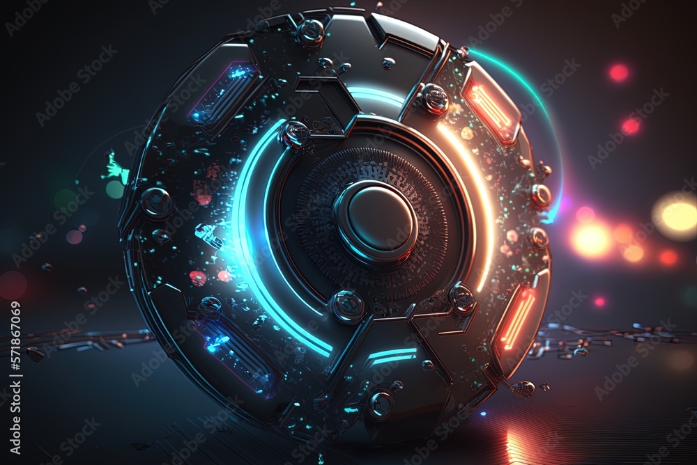 Poster LED lights in the form of spheres from the future, great for setting the mood in a sci-fi or cyberpunk setting. Generative AI