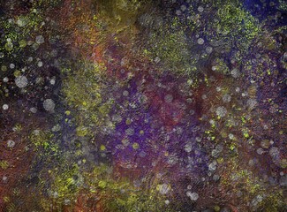 Bright multicolored artistic background. Smears of paint, byzgi, blots, spots. Design of a template, banner, screensaver.