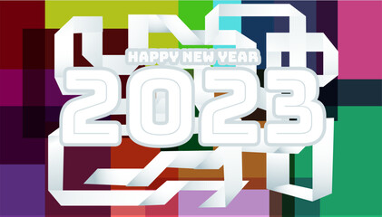 idea and concept think Creativity modern  2023 Happy New Year posters set. Design templates with  logo 2023 for celebration and season decoration. minimalistic trendy 