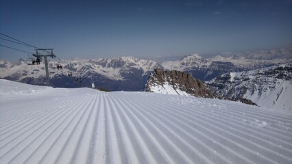 Serre Chevalier major ski resort in Southeastern France, near the Italian border, located in the...