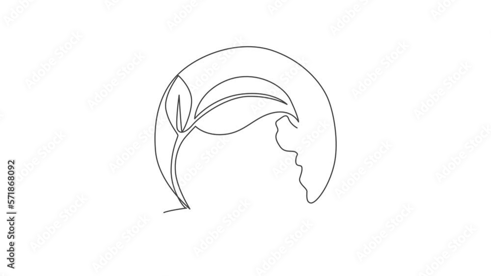 Aufkleber green leaf on globe. animated self drawing of continuous line world natural map. simple one line doo