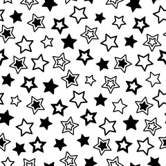 Pattern with stars. Black stars on a white background.