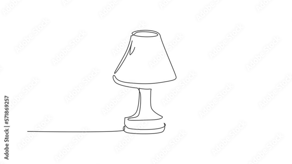 Aufkleber animated self drawing of single continuous line draw elegance table lamp for furniture design interi