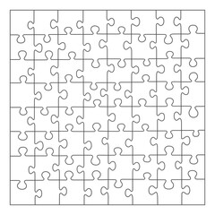 Jigsaw puzzle white color. puzzle grid 8x8. Game mosaic 64 individual parts.