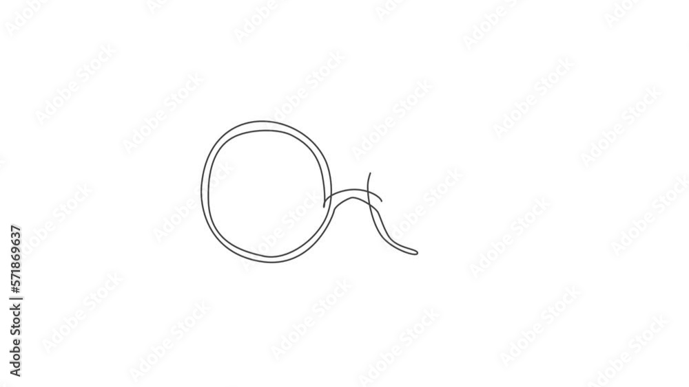 Poster animated self drawing of one continuous line draw nerd old round shaped glasses logo icon. classic g
