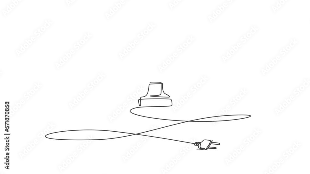 Poster animated self drawing of one continuous line draw clean lightbulb on the floor with long wire. creat