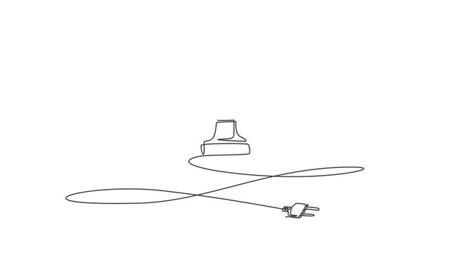 Animated self drawing of one continuous line draw clean lightbulb on the floor with long wire. Creativity idea symbol logotype template concept. Full length single line animation illustration.
