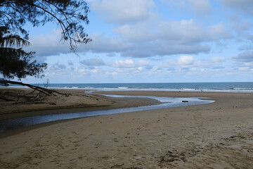 Beautiful Beach view with clouds, rocks and in the jungle 