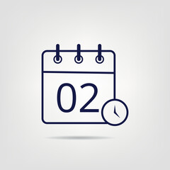 Calendar vector flat icon in linear style, specific day calendar day 02.