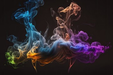 Fototapeta premium Abstract colorful smoke flowing and growing. Creative background design. Generative AI