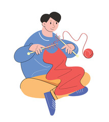 Obraz premium character people knitting