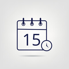 Calendar vector flat icon in linear style, specific day calendar day 15.