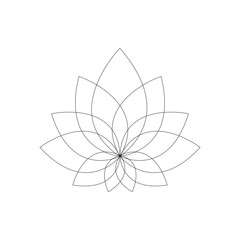 Lotus flower drawn with one continuous line