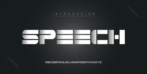 Speech digital modern alphabet new font. Creative abstract urban, futuristic, fashion, sport, minimal technology typography. Simple vector illustration with number