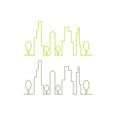 ECO GREEN TOWN CITY OUTLINE SHAPE ISOLATED ON WHITE