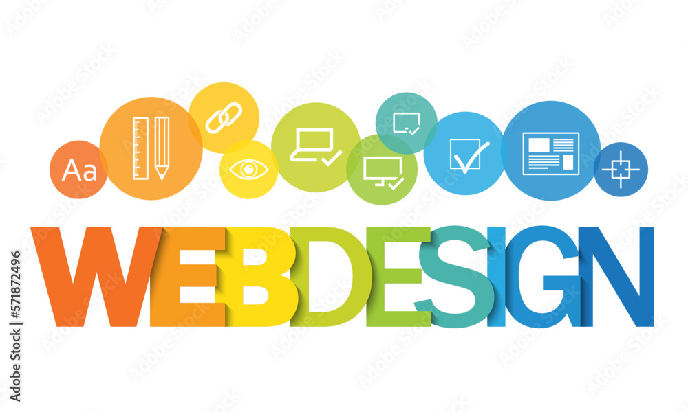 Poster web design colorful vector typography banner with symbols