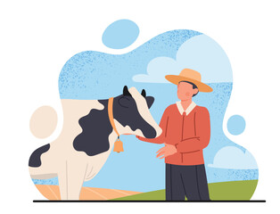 Farmer with cow