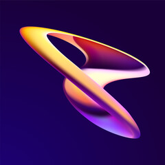 3D colorful twisted lines. Liquid geometric shapes. Abstract vector design element.