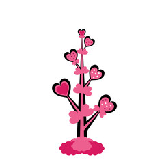 Little tree with branches with decorated hearts – Abstract design for ornaments