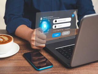 Log in to the system with a fingerprint on the virtual screen