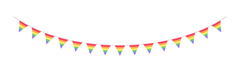 Rainbow flag pennant garland. Pride month bunting divider simple vector illustration clipart