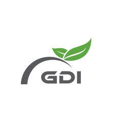 GDI letter nature logo design on white background. GDI creative initials letter leaf logo concept. GDI letter design.