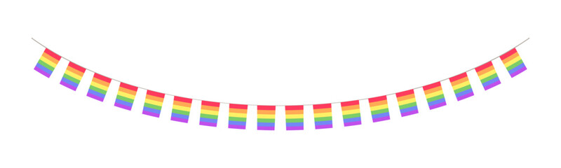 Rainbow flag pennant garland. Pride month bunting divider simple vector illustration clipart