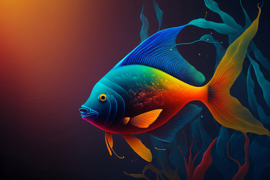 beautiful fish, with colorful gradations, generative ai