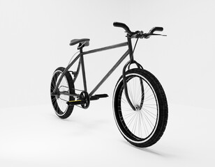 Fototapeta na wymiar Modern black mountain bicycle on a white background. 3d rendering.