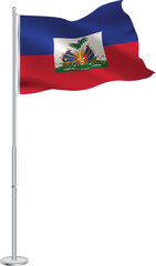 Isolated waving national flag of Haiti on flagpole