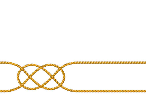 Background with jute rope knots. Nautical, fishing and decorative nodes.