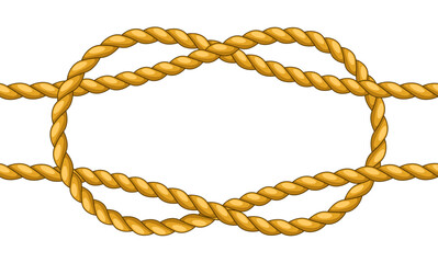 Illustration of jute rope knot. Nautical, fishing and decorative node.
