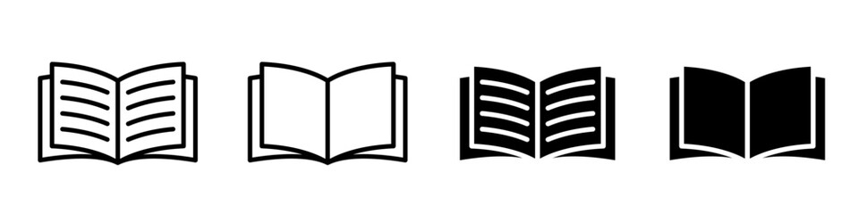 Open book icon pictogram set illustration - obrazy, fototapety, plakaty