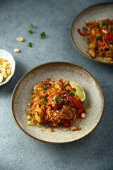 Traditional homemade pad thai noodles