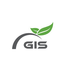 Fototapeta premium GIS letter nature logo design on white background. GIS creative initials letter leaf logo concept. GIS letter design.