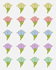 Florals stickers. Flowers bullet journal stickers, planner stickers, scrapbook stickers, nature stickers.