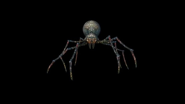 Spider Walk Loop 3D Animation With Alpha Video