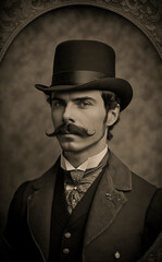 Aristocratic man wearing Victorian clothes poses in a vintage style photograph Generative AI - obrazy, fototapety, plakaty