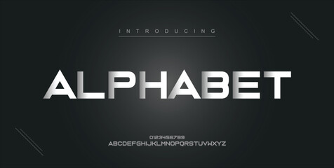 Alphabet digital modern alphabet new font. Creative abstract urban, futuristic, fashion, sport, minimal technology typography. Simple vector illustration with number