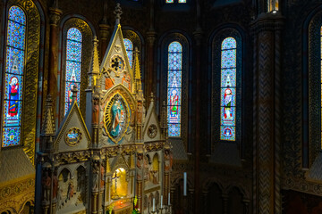 Interiors of Matthias church, Budapest, Hungary
