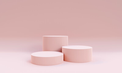 Minimal scene with geometrical shapes. Cylinder podiums background. to show cosmetic product, Showcase, shopfront, display case. 3D Rendering