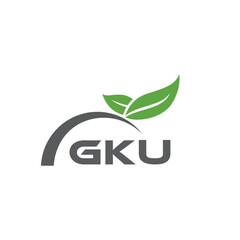 GKU letter nature logo design on white background. GKU creative initials letter leaf logo concept. GKU letter design.