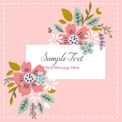 Sweet Floral Bunches Vector Card Background