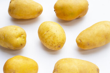 Raw potatoes isolated on white background