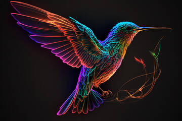 Obraz premium Beautiful colored hummingbird. AI generation