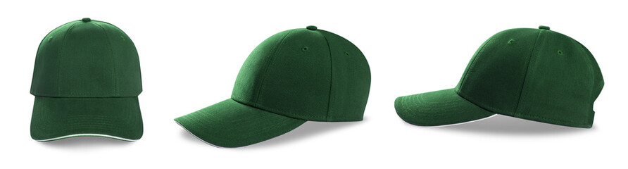 Baseball cap mockup isolated on white. Set