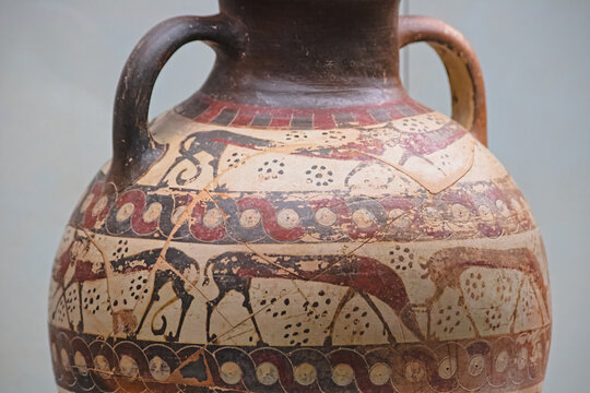 Archeology: detail of Etruscan vase  from Tuscany