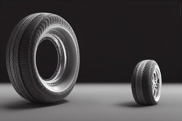 Side view of tire with tire width, height and wheel diameter designations, speed and load indices. Generative AI - obrazy, fototapety, plakaty