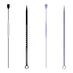 Face skin beauty cleaning tools. Stainless steel acne pimple loop, spoon, vector