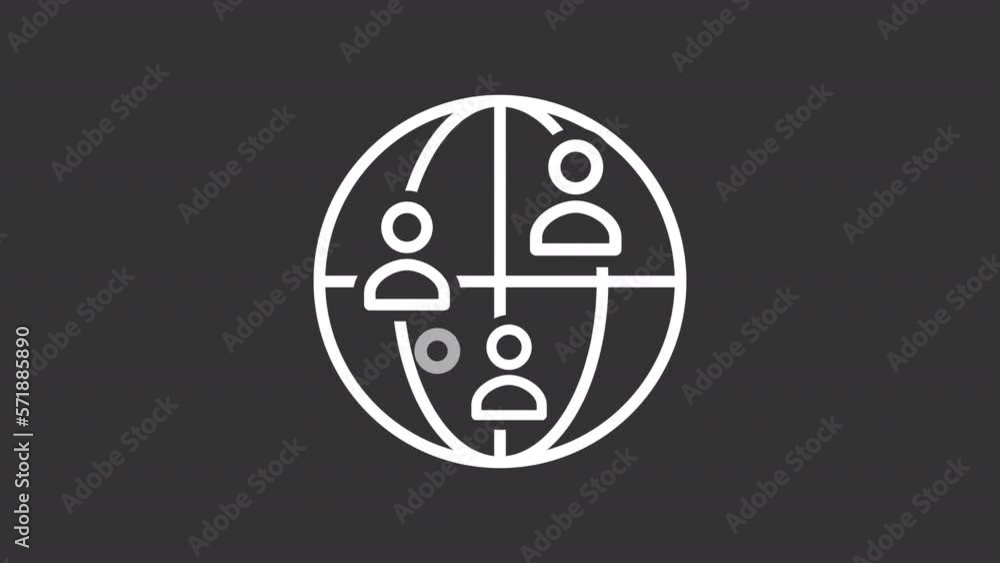 Poster animated users white line icon. social media communication. network. loop hd video with chroma key, 